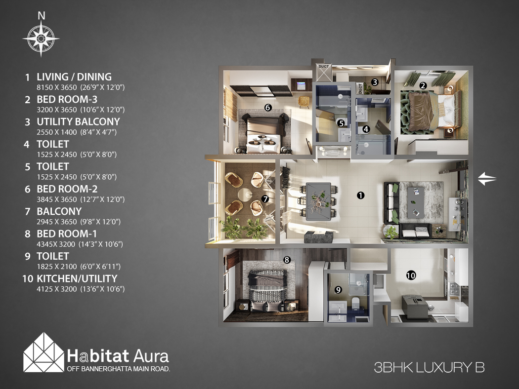 1@3 BHK LUXURY - B 